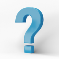 3D question mark icon or ask faq answer solution isolated on transparent background png file.