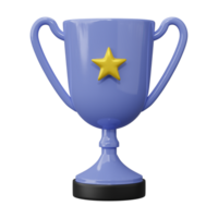 Champion trophy cup award with gold star. Concept of Winner prize, sport award, success. 3D render Illustration. png