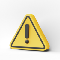 3D Warning sign icon isolated on transparent background. Attention sign icon icon. Danger symbol. exclamation mark symbol. png