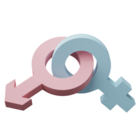 3D rendering, illustration. Gender sign, woman and men sex symbol on transparent background. png