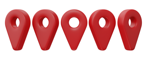 Set of location pin icon 3D render, png file format.