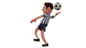 3D illustration. Great Referee 3D Cartoon Character. The referee throws into the field. The referee throws the ball that has gone out of the field. The referee led the game well. 3D Cartoon Character png