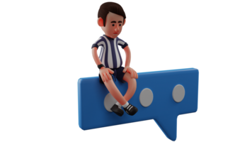 3D illustration. Tired Referee 3D Cartoon Character. The referee sat down somewhere and slightly lowered his head. The referee looked tired after a day of leading the game. 3D Cartoon Character png