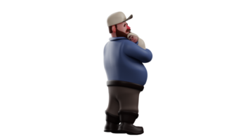 3D illustration. Great Father 3D Cartoon Character. Father holding his sleeping baby. The neat dad loves his newborn baby very much. Father did his responsibilities well. 3D Cartoon Character png