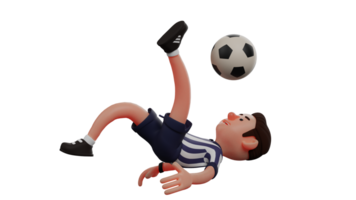 3D illustration. Attractive Referee 3D Cartoon Character. Referee jumps and kicks the ball with his style. Referee kicks the ball into the field so that the match can continue. 3D Cartoon Character png