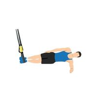 Man doing TRX. Suspension side plank. Abdominals exercise. Flat vector illustration isolated on white background.Editable file with layers