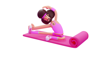 3D illustration. Athlete 3D cartoon character. A man becomes a floor gymnast athlete. Funny athlete wearing a punk costume complete with shoes. Athlete in gymnastic pose on mat. 3D cartoon character png