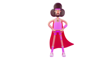 3D illustration. Cute Athlete 3D cartoon character. Male athletes have cute hairdos. Athlete wear pink clothe and use headband. The athlete uses red cloth as wings on his back. 3D cartoon character png