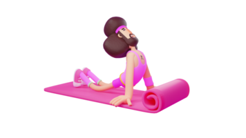 3d illustration. unique homme 3d dessin animé personnage. une homme est Faire gymnastique sur une rose tapis. le homme porte tout rose. le homme spectacles une unique pose. 3d dessin animé personnage png