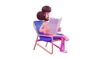 3d Illustration. blendend Athlet 3d Karikatur Charakter. Athlet ist Sitzung lesen Zeitung. das Athlet trägt ein Rosa Kostüm und sieht aus Ernsthaft lesen das neueste Nachricht. 3d Karikatur Charakter png