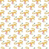 Vector seamless pattern with dinosaur and bird