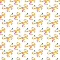 Vector seamless pattern with dinosaur and bird