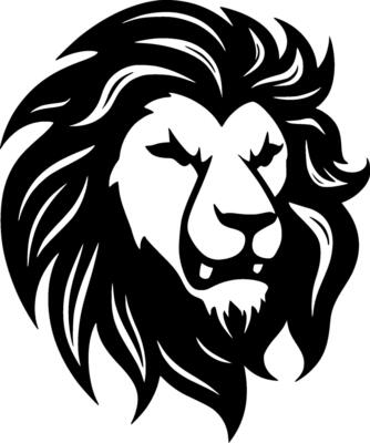 Lion, Black and White Vector illustration