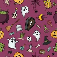 Halloween elements seamless pattern vector