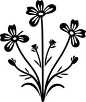 flor silvestre - negro y blanco aislado icono - vector ilustración