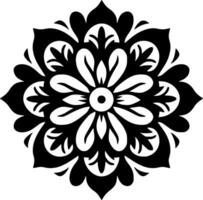 mandala - negro y blanco aislado icono - vector ilustración