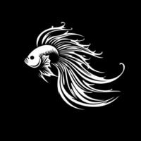 Beta Fish, Black and White Vector illustration