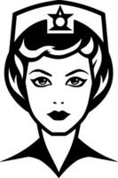 Nurse - Black and White Isolated Icon - Vector illustration