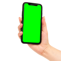 and shows mobile smartphone with green screen in vertical position png