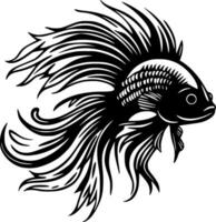 Beta Fish - Black and White Isolated Icon - Vector illustration