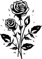 rosas - negro y blanco aislado icono - vector ilustración