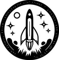 Rocket - Black and White Isolated Icon - Vector illustration