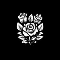 rosas - negro y blanco aislado icono - vector ilustración