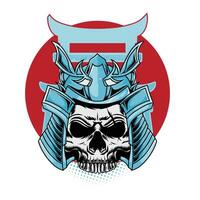 Warrior japan skull vector art illustration