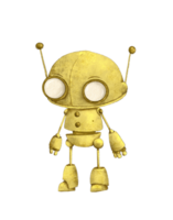 Drawing of a cute vintage rusty scuffed robot on textured paper on a beige background, robot toy png