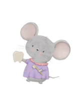 Drawing of a mouse with a tooth and a toothbrush, tooth fairy png