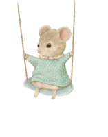 Pastel vintage mouse drawing, cute baby animal, kids birthday card, illustration for children's books png
