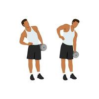 Man doing Standing dumbbell side bends exercise. Flat vector illustration isolated on white background. workout character set