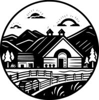 Farm - Black and White Isolated Icon - Vector illustration