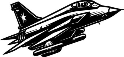 Fighter Jet, Black and White Vector illustration