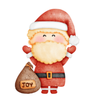 santa claus with bag of gifts on transparent background png