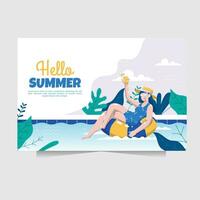 antecedentes y ilustración de increíble verano ambiente con vistoso estilo vector