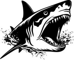 Shark - Black and White Isolated Icon - Vector illustration