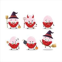 Halloween expression emoticons with cartoon character of slice of lychee vector