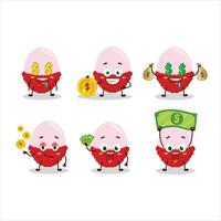 Slice of lychee cartoon character with cute emoticon bring money vector