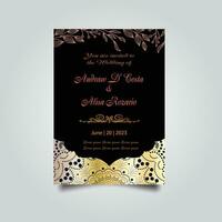 Luxury wedding invitation card design set. Luxury vintage golden vector invitation card template