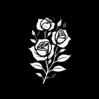 rosas - negro y blanco aislado icono - vector ilustración