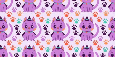 Halloween seamless pattern. Seamless pattern with cute halloween elements. Vector flat design illustration.