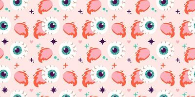 Halloween seamless pattern. Seamless pattern with cute halloween elements. Vector flat design illustration.