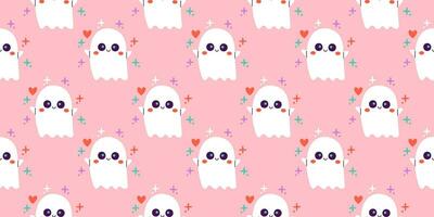 Halloween seamless pattern. Seamless pattern with cute halloween elements. Vector flat design illustration.
