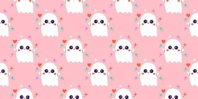 Halloween seamless pattern. Seamless pattern with cute halloween elements. Vector flat design illustration.