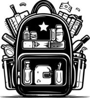 Back To School, Black and White Vector illustration