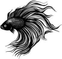 Beta Fish, Black and White Vector illustration