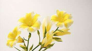 Photo of beautiful Evening Primrose flower isolated on white background. Generative AI