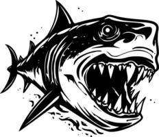 Shark - Black and White Isolated Icon - Vector illustration