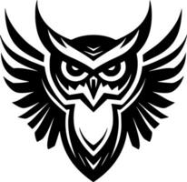 Owl, Black and White Vector illustration